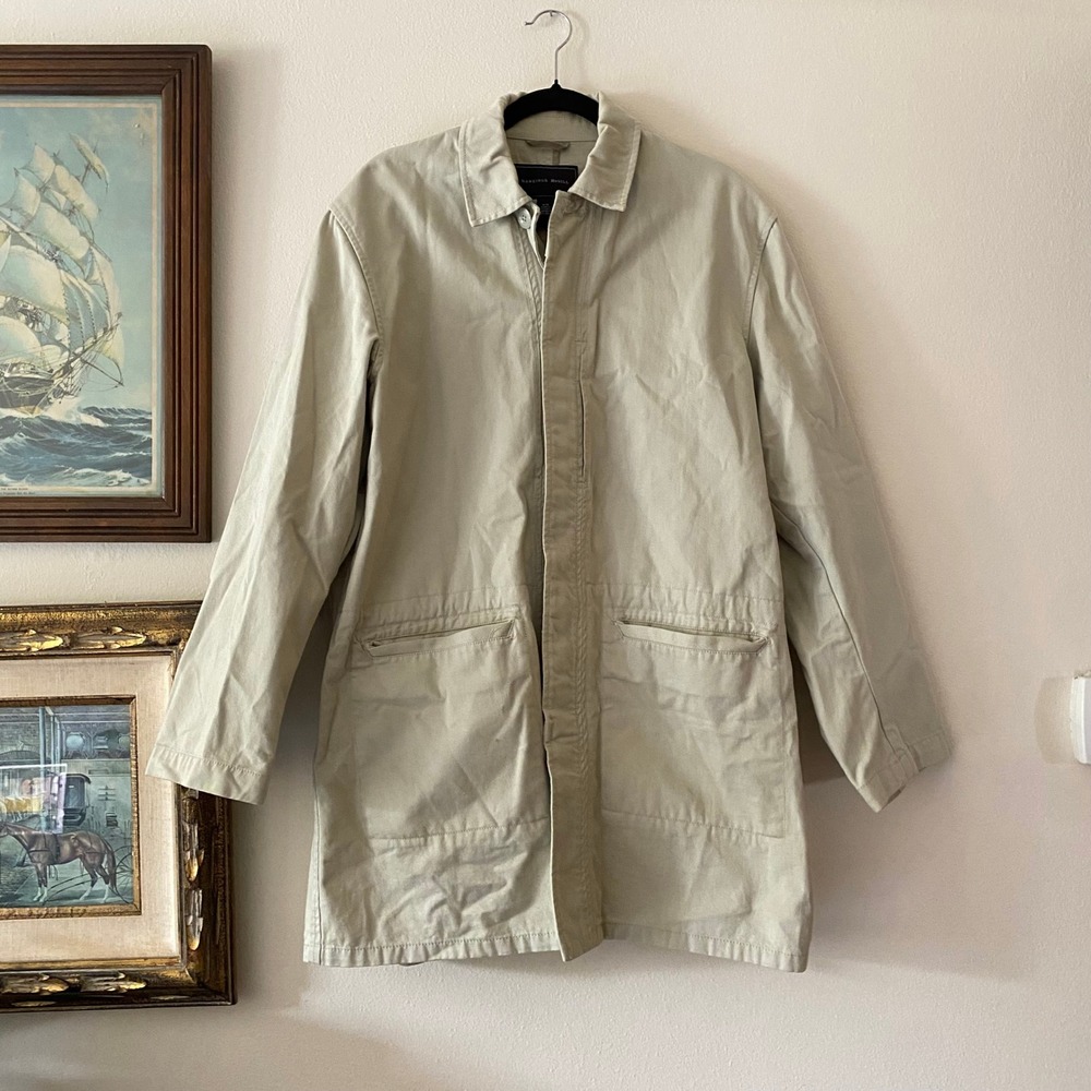 Hawkings McGill Cotton Twill Khaki Car Chore Coat Jacket Medium Preppy Academia